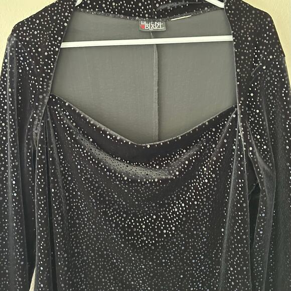 Helen Blake Velvet Long Sleeve Square Neck black shift Dress whimsigoth fairy M - Picture 5 of 10